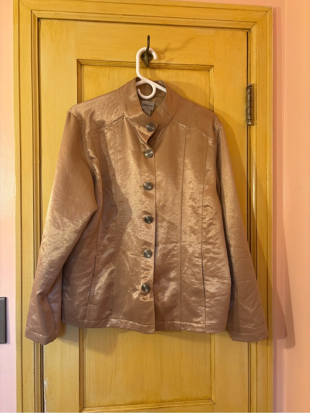 Chico's Gold Jacket Banded Collar